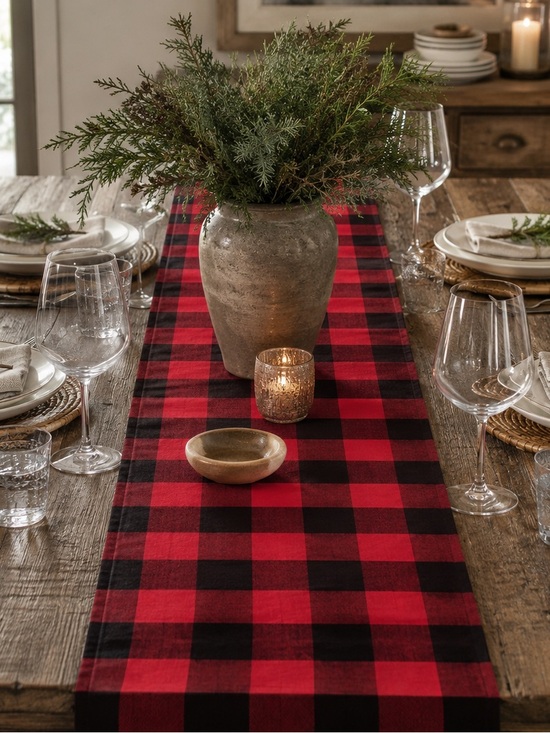 Robert Stanley Other - ROBERT STANLEY Home Collection Red & Black Buffalo Plaid Check Table Runner